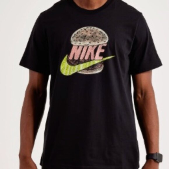 Nike Burger Graphic Black T-shirt Mens XL - Picture 1 of 6